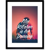Artery8 Wall Art Print My Kitchen Dancing DJ Framed in Black | Size: W7" x H9"