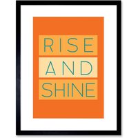 Artery8 Wall Art Print Rise & Shine Orange Framed in Black | Size: W7" x H9"