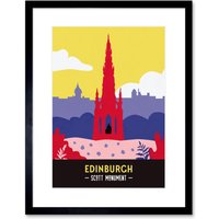 Artery8 Wall Art Print Scotland Travel Edinburgh Scott Monument Framed in Black | Size: W7" x H9"