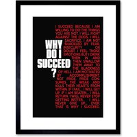 Artery8 Wall Art Print Sports Motivational Succeed Red Framed in Black | Size: W7" x H9"