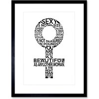 Artery8 Wall Art Print Woman Sexy not a Size Symbol Framed in Black | Size: W7" x H9"