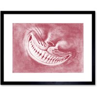 Artery8 Wall Art Print Alice Wonderland Cheshire Cat Smile Framed in Black | Size: W7" x H9"