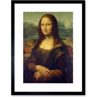 Artery8 Wall Art Print Da Vinci Mona Lisa Framed in Black | Size: W7" x H9"
