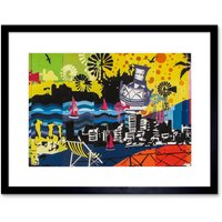 Artery8 Wall Art Print Graffiti Mural Paralimni Secondary Cyprus Framed in Black | Size: W7" x H9"