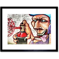 Artery8 Wall Art Print Graffiti Tagger Spray Can Framed in Black | Size: W7" x H9"