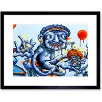 Artery8 Wall Art Print Graffiti Weird Guy Eating Framed in Black | Size: W7" x H9"