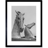 Artery8 Wall Art Print Kelpies Horse Sculptures Falkirk Scotland Framed in Black | Size: W7" x H9"