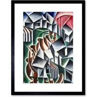 Artery8 Wall Art Print Popova Birsk Suprematist Painting Framed in Black | Size: W7" x H9"