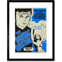 Artery8 Wall Art Print Burning Question Reefer Madness Blue Vintage Advertising Framed in Black | Size: W7" x H9"