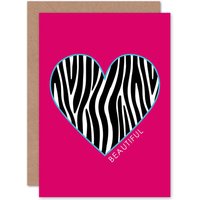 Artery8 Zebra Shapes Beautiful Greetings Card in Pink