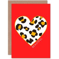 Artery8 Red Leopard Beautiful Greetings Card