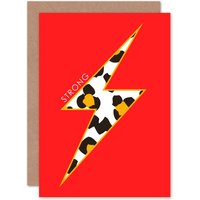 Artery8 Red Leopard Strong Inspirational Motivational Greetings Card