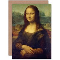 Artery8 Da Vinci Mona Lisa Greetings Card in Brown