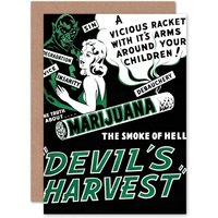 Artery8 Devil'S Harvest Marijuana Greetings Card in Black