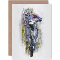 Artery8 Dirt Bike Motocross Sport Graphic Greetings Card in Grey