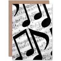 Artery8 Musical Notes Sheet Music Greetings Card in Black