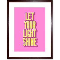 Artery8 Wall Art Print Bright Motivation Let Your Light Shine Framed in Brown | Size: W7" x H9"
