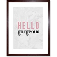 Artery8 Wall Art Print Dusty Rose Hello Gorgeous Framed in Brown | Size: W7" x H9"
