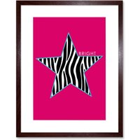 Artery8 Wall Art Print Pink Zebra Bright Framed in Brown | Size: W7" x H9"