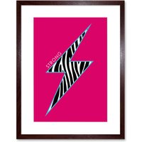Artery8 Wall Art Print Pink Zebra Strong Framed in Brown | Size: W7" x H9"