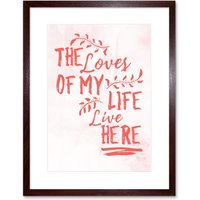 Artery8 Wall Art Print Family Loves of My Life Red Framed in Brown | Size: W7" x H9"
