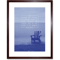 Artery8 Wall Art Print Quote Life Ocean Sea Framed in Brown | Size: W7" x H9"