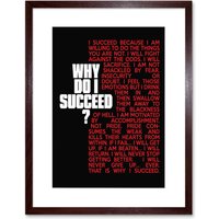 Artery8 Wall Art Print Sports Motivational Succeed Red Framed in Brown | Size: W7" x H9"