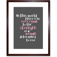 Artery8 Wall Art Print Woman Strength Determined Pink Framed in Brown | Size: W7" x H9"
