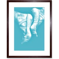 Artery8 Wall Art Print Davis Ballerina Ballet Shoes Blue Framed in Brown | Size: W7" x H9"
