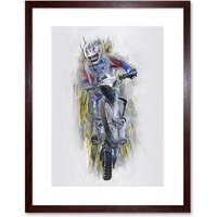 Artery8 Wall Art Print Dirt Bike Motocross Sport Graphic Framed in Brown | Size: W7" x H9"