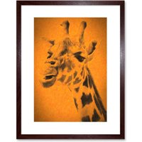 Artery8 Wall Art Print Giraffe Head Framed in Brown | Size: W7" x H9"