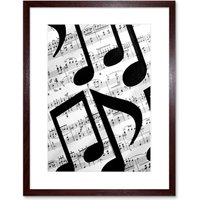 Artery8 Wall Art Print Musical Notes Sheet Music Framed in Brown | Size: W7" x H9"