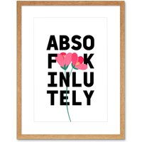 Artery8 Wall Art Print Absolutely Expletive Floral Framed in Beige | Size: W7" x H9"