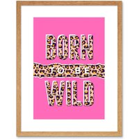 Artery8 Wall Art Print Born to be Wild Leopard Framed in Beige | Size: W7" x H9"