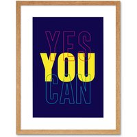 Artery8 Wall Art Print Positivity Yes You Can Typography Framed in Beige | Size: W7" x H9"