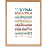 Artery8 Wall Art Print Desiderata Rainbow Words Ehrmann Typography Framed in Beige | Size: W7" x H9"