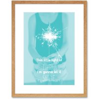 Artery8 Wall Art Print Kids Little Light of Mine Shine Sparkler Framed in Beige | Size: W7" x H9"