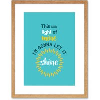 Artery8 Wall Art Print Kids Little Light of Mine Shine Framed in Beige | Size: W7" x H9"