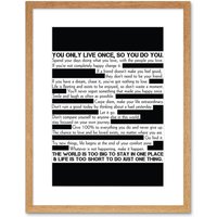 Artery8 Wall Art Print Motivational Manifesto Advice Typography Black White Framed in Beige | Size: W7" x H9"