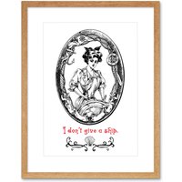 Artery8 Wall Art Print Quote Don't Give a Ship Lady Captain Framed in Beige | Size: W7" x H9"