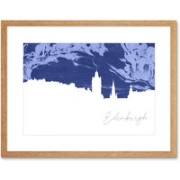 Artery8 Wall Art Print Scotland Edinburgh Cityscape Marble Blue Framed in Beige | Size: W7" x H9"