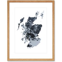 Artery8 Wall Art Print Scotland Map Mountains Framed in Beige | Size: W7" x H9"