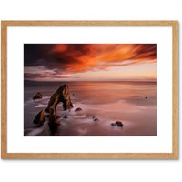 Artery8 Wall Art Print Cole Crohy Head Sea Arch Ireland Framed in Beige | Size: W7" x H9"