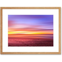 Artery8 Wall Art Print Kasalovic Beautiful Sunset Ocean Beach Framed in Beige | Size: W7" x H9"
