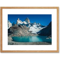 Artery8 Wall Art Print Marttinen Fitz Roy Mountain Argentina Framed in Beige | Size: W7" x H9"