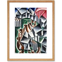 Artery8 Wall Art Print Popova Birsk Suprematist Painting Framed in Beige | Size: W7" x H9"