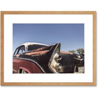 Artery8 Wall Art Print Rusty Vintage Coronet Car Framed in Beige | Size: W7" x H9"