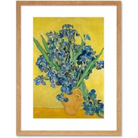 Artery8 Wall Art Print Van Gogh Irises Painting Framed in Beige | Size: W7" x H9"