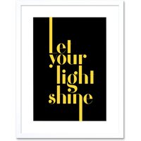 Artery8 Wall Art Print Extended Yellow Let Your Light Shine Framed in White | Size: W7" x H9"