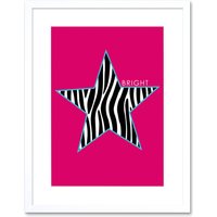 Artery8 Wall Art Print Pink Zebra Bright Framed in White | Size: W7" x H9"